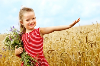 cute-little-girl-wheat-field-bouquet-flowers-smiling-happiness-child-children-childhood